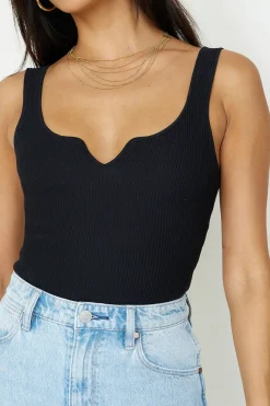 Cropped|Bodysuits>Hello Molly Diamond Sky Bodysuit Black