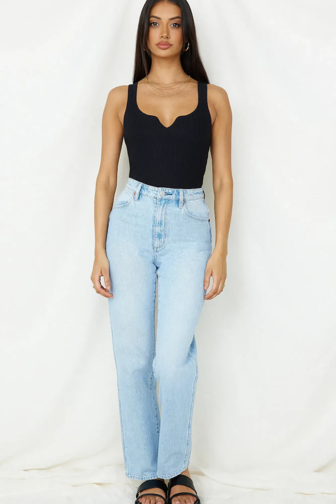Cropped|Bodysuits>Hello Molly Diamond Sky Bodysuit Black