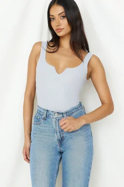 Cropped|Bodysuits>Hello Molly Diamond Sky Bodysuit Grey