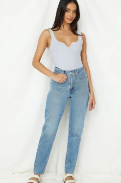 Cropped|Bodysuits>Hello Molly Diamond Sky Bodysuit Grey