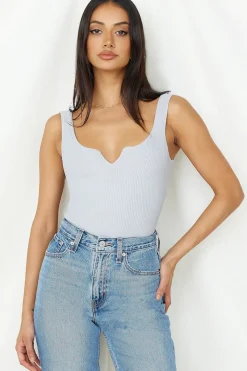 Cropped|Bodysuits>Hello Molly Diamond Sky Bodysuit Grey