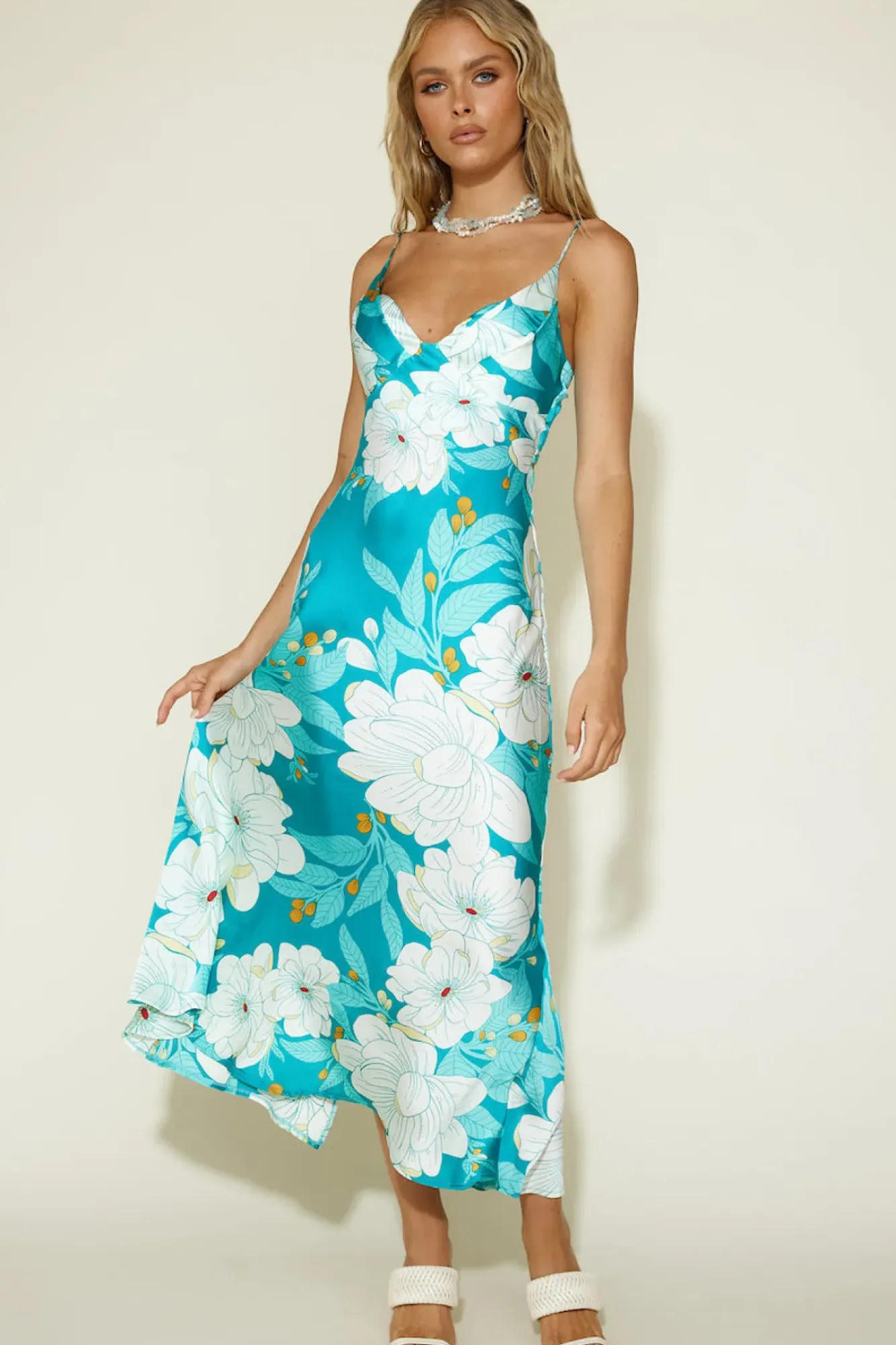Vacation Dresses|Summer Dresses>Hello Molly Disappear in the Clouds Maxi Dress Blue