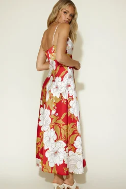 Spring Break Dresses|Multipattern Dresses>Hello Molly Disappear in the Clouds Maxi Dress Red