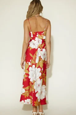 Spring Break Dresses|Multipattern Dresses>Hello Molly Disappear in the Clouds Maxi Dress Red