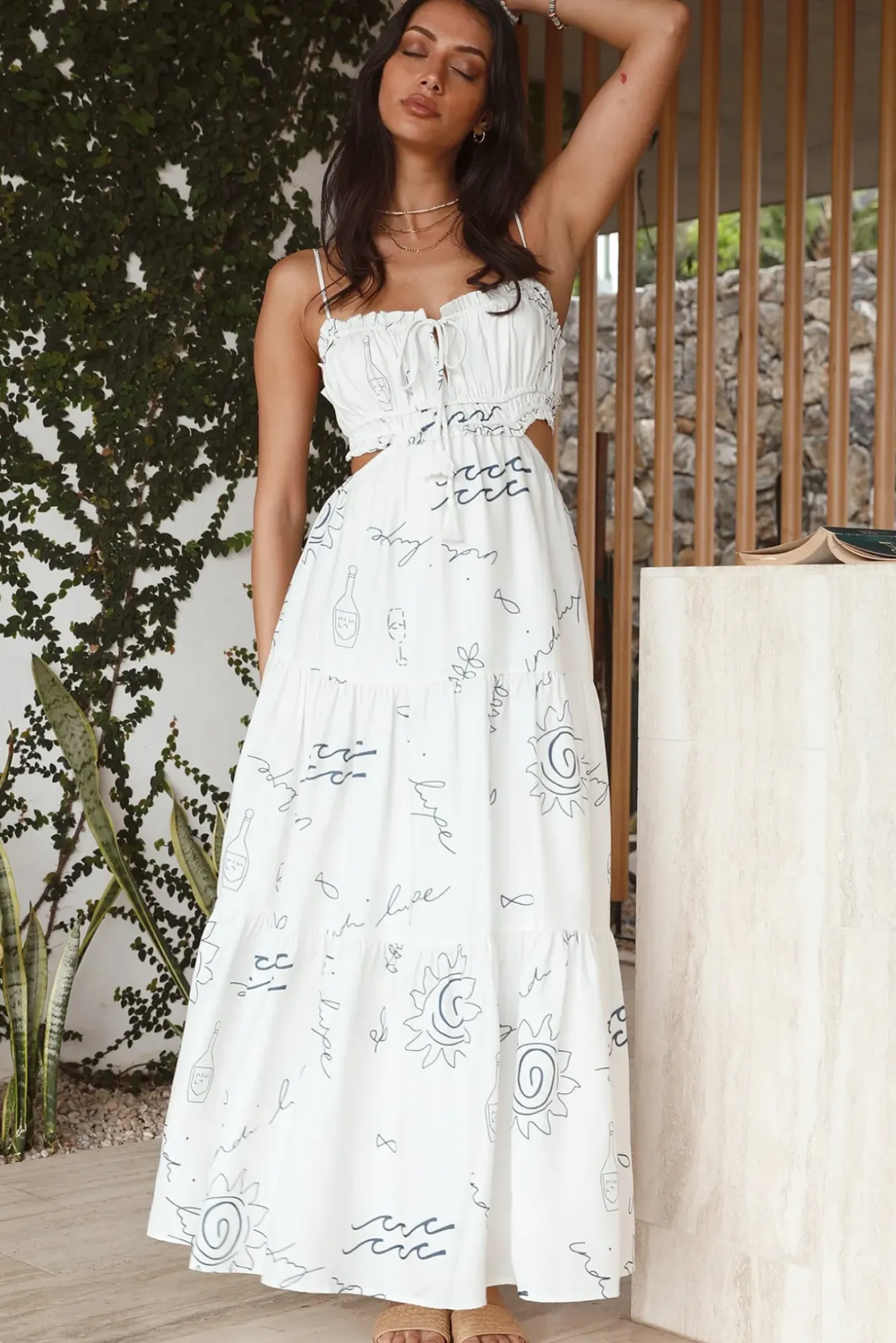 Vacation Dresses|Spring Break Dresses>Hello Molly Divine Energy Maxi Dress White