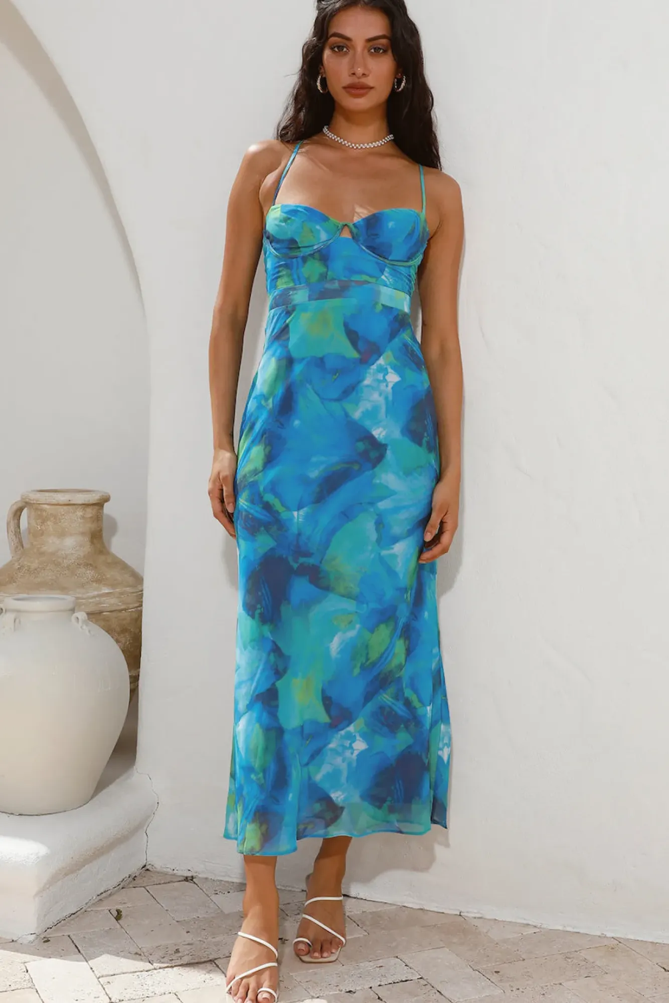 Wedding Guest Dresses|Formal Dresses>Hello Molly Diving Into The Ocean Midi Dress Blue