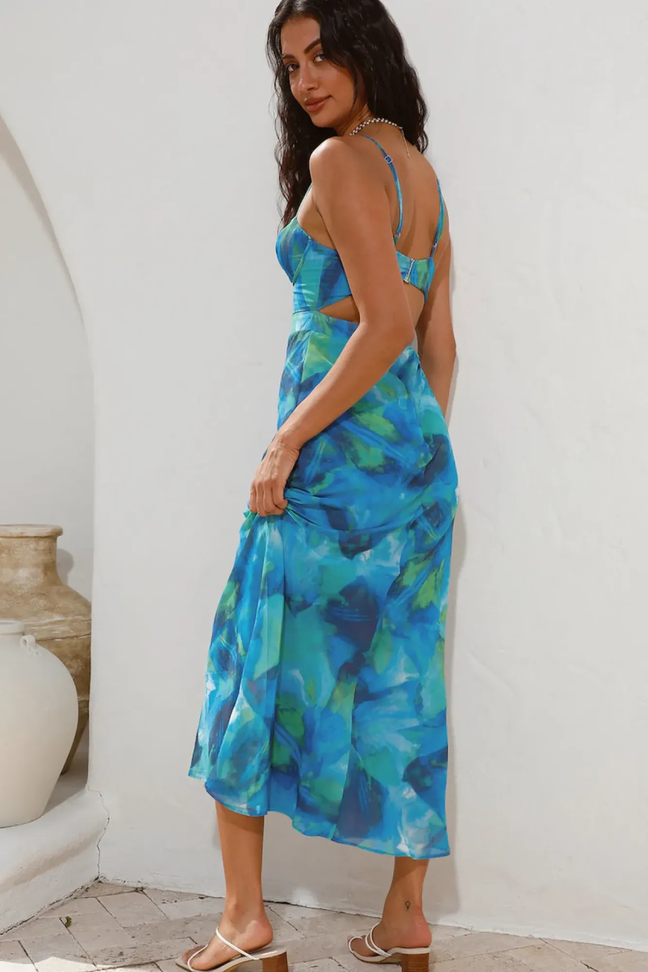 Wedding Guest Dresses|Formal Dresses>Hello Molly Diving Into The Ocean Midi Dress Blue