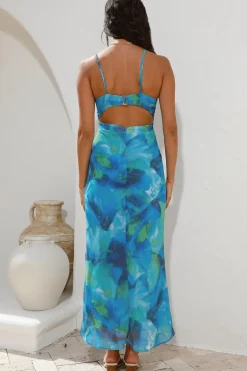 Wedding Guest Dresses|Formal Dresses>Hello Molly Diving Into The Ocean Midi Dress Blue