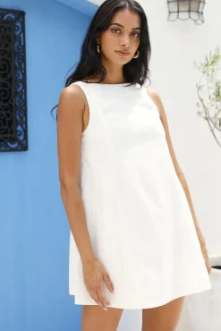 Vacation Dresses|Brunch Dresses>Hello Molly Down the Coast Mini Dress White