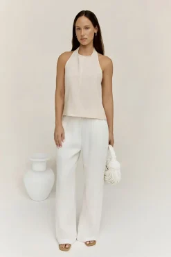Fashion Tops And Vests|Cropped>Hello Molly Dreamer Linen Halter Top Oatmeal