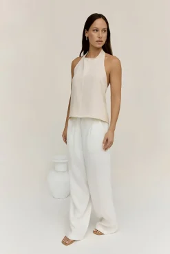 Fashion Tops And Vests|Cropped>Hello Molly Dreamer Linen Halter Top Oatmeal
