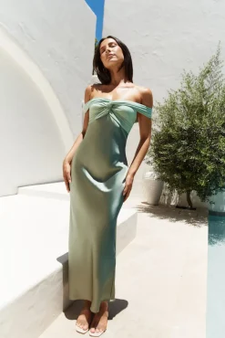 Wedding Guest Dresses|Formal Dresses>Hello Molly Dreamers Delight Off The Shoulder Maxi Dress Green