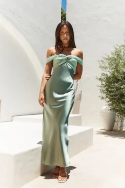 Wedding Guest Dresses|Formal Dresses>Hello Molly Dreamers Delight Off The Shoulder Maxi Dress Green