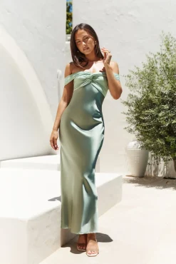 Wedding Guest Dresses|Formal Dresses>Hello Molly Dreamers Delight Off The Shoulder Maxi Dress Green
