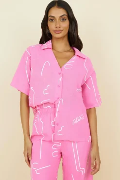 Cropped|Two-Piece Pants Set>Hello Molly Drinks For Two Set Pink