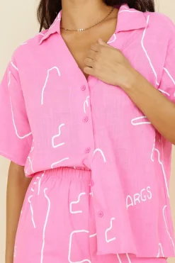 Cropped|Two-Piece Pants Set>Hello Molly Drinks For Two Set Pink