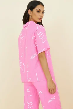 Cropped|Two-Piece Pants Set>Hello Molly Drinks For Two Set Pink