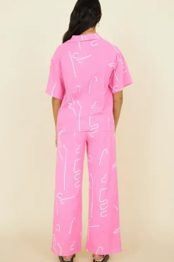 Cropped|Two-Piece Pants Set>Hello Molly Drinks For Two Set Pink
