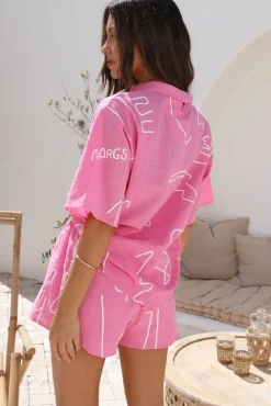 Two-Piece Shorts Set>Hello Molly Drinks On Me Set Pink