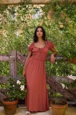 Vacation Dresses|Brunch Dresses>Hello Molly Dusk and Dawn Maxi Dress Brown