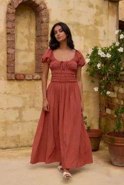 Vacation Dresses|Brunch Dresses>Hello Molly Dusk and Dawn Maxi Dress Brown