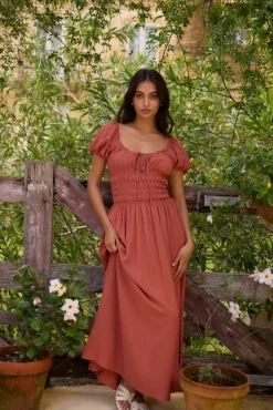 Vacation Dresses|Brunch Dresses>Hello Molly Dusk and Dawn Maxi Dress Brown