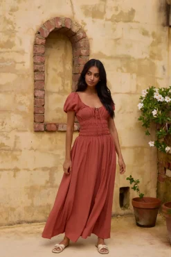 Vacation Dresses|Brunch Dresses>Hello Molly Dusk and Dawn Maxi Dress Brown