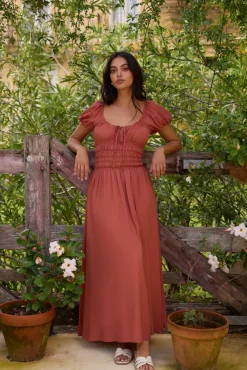 Vacation Dresses|Brunch Dresses>Hello Molly Dusk and Dawn Maxi Dress Brown