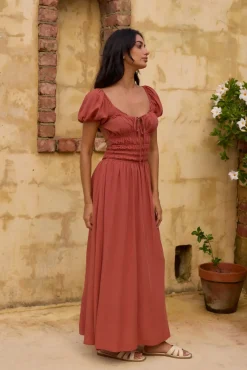 Vacation Dresses|Brunch Dresses>Hello Molly Dusk and Dawn Maxi Dress Brown