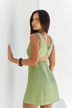 Vacation Dresses|Date Night Dresses>Hello Molly Dusk Dream Mini Dress Green