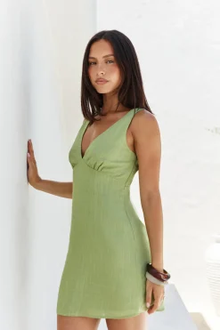 Vacation Dresses|Date Night Dresses>Hello Molly Dusk Dream Mini Dress Green