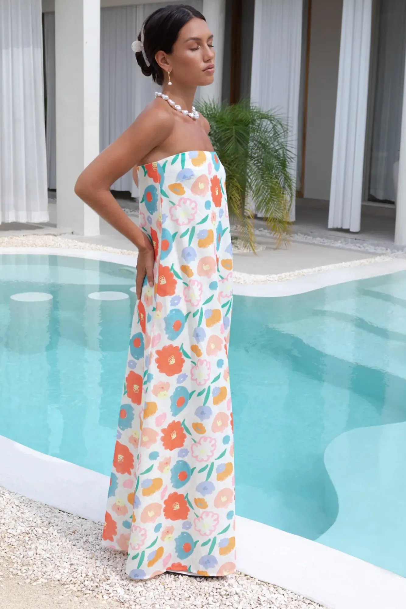 Vacation Dresses|Spring Break Dresses>Hello Molly Elior Strapless Maxi Dress Print