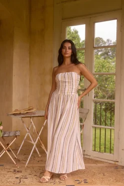 Maxi Dresses>Hello Molly Ember and Ashes Strapless Maxi Brown