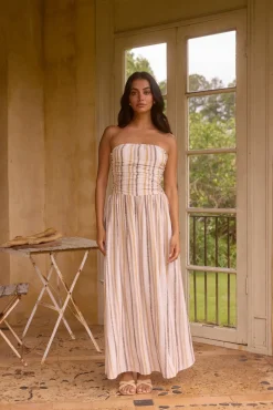 Maxi Dresses>Hello Molly Ember and Ashes Strapless Maxi Brown