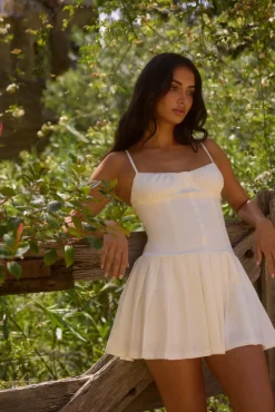 Vacation Dresses|Brunch Dresses>Hello Molly Emily Elizabeth Mini Dress White