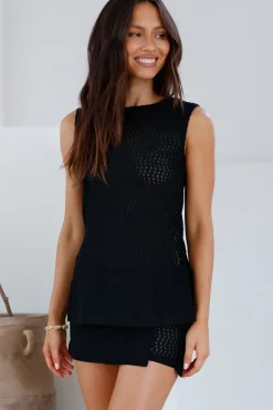 Fashion Tops And Vests|Cropped>Hello Molly Enamoured Vest Top Black