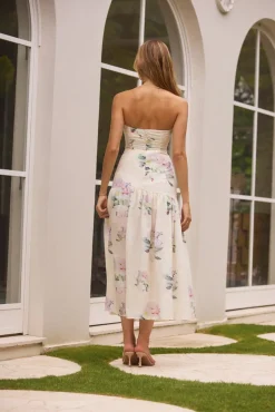 Wedding Guest Dresses|Cocktail Dresses>Hello Molly Enchanted Elegance Strapless Maxi Dress in Butter