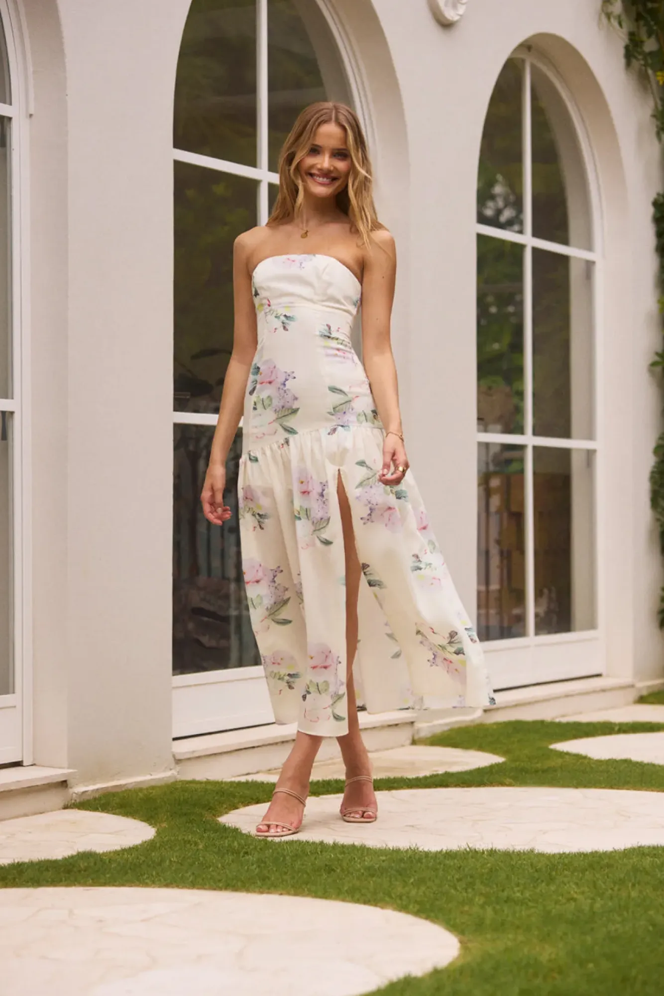 Wedding Guest Dresses|Cocktail Dresses>Hello Molly Enchanted Elegance Strapless Maxi Dress in Butter