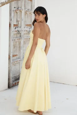 Cocktail Dresses|Brunch Dresses>Hello Molly Enchantress Strapless Maxi Dress Yellow