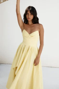 Cocktail Dresses|Brunch Dresses>Hello Molly Enchantress Strapless Maxi Dress Yellow