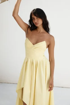 Cocktail Dresses|Brunch Dresses>Hello Molly Enchantress Strapless Maxi Dress Yellow