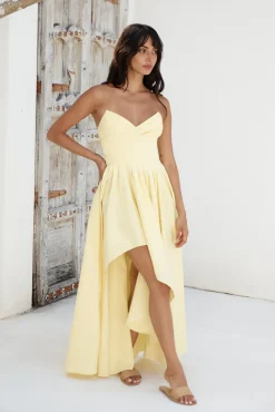 Cocktail Dresses|Brunch Dresses>Hello Molly Enchantress Strapless Maxi Dress Yellow