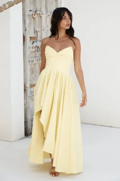Cocktail Dresses|Brunch Dresses>Hello Molly Enchantress Strapless Maxi Dress Yellow