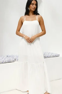 Vacation Dresses|Brunch Dresses>Hello Molly Endless Grace Maxi Dress White