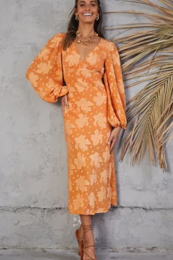 Long Sleeve Dresses|Maxi Dresses>Hello Molly Endless Possibilities Maxi Dress Orange
