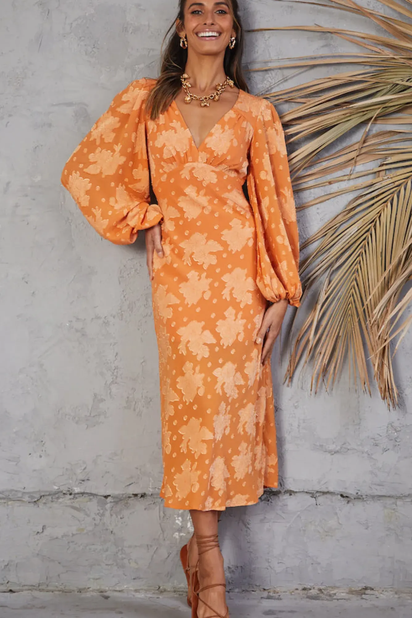 Long Sleeve Dresses|Maxi Dresses>Hello Molly Endless Possibilities Maxi Dress Orange