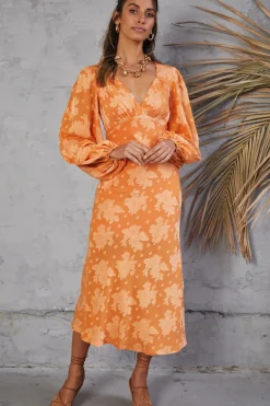 Long Sleeve Dresses|Maxi Dresses>Hello Molly Endless Possibilities Maxi Dress Orange