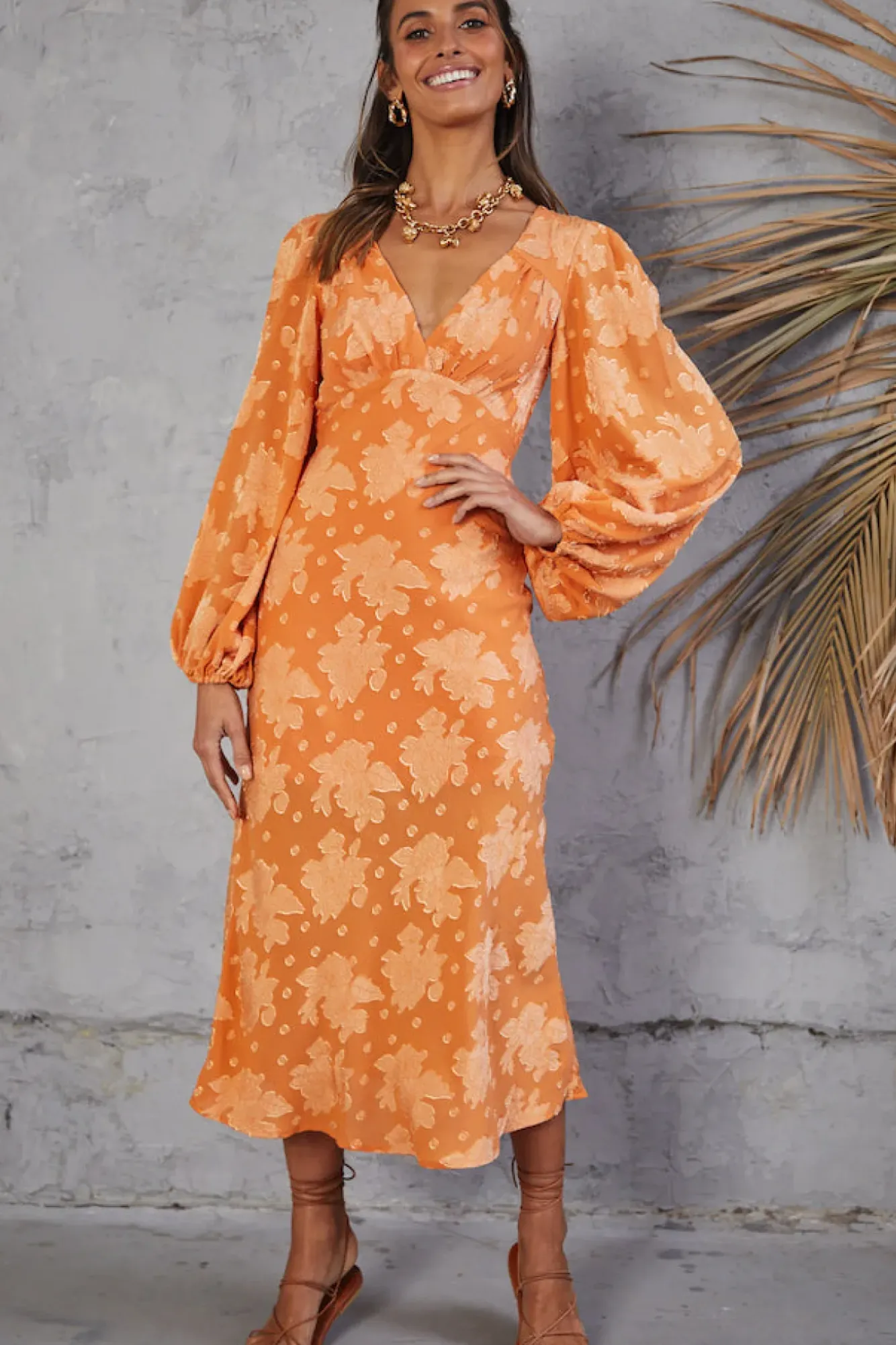 Long Sleeve Dresses|Maxi Dresses>Hello Molly Endless Possibilities Maxi Dress Orange