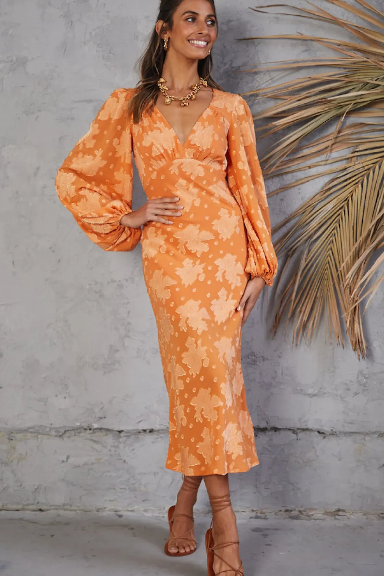 Long Sleeve Dresses|Maxi Dresses>Hello Molly Endless Possibilities Maxi Dress Orange