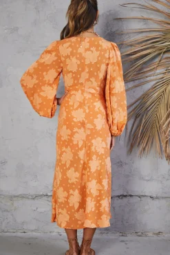 Long Sleeve Dresses|Maxi Dresses>Hello Molly Endless Possibilities Maxi Dress Orange